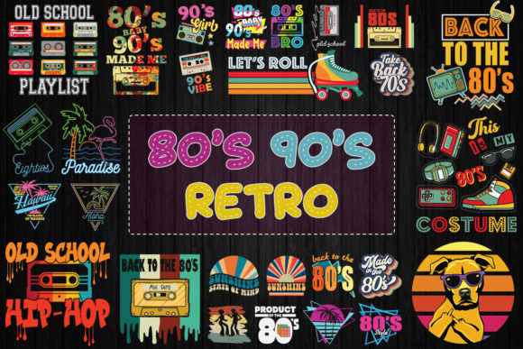 Retro 80s 90s Tshirt Design Bundle